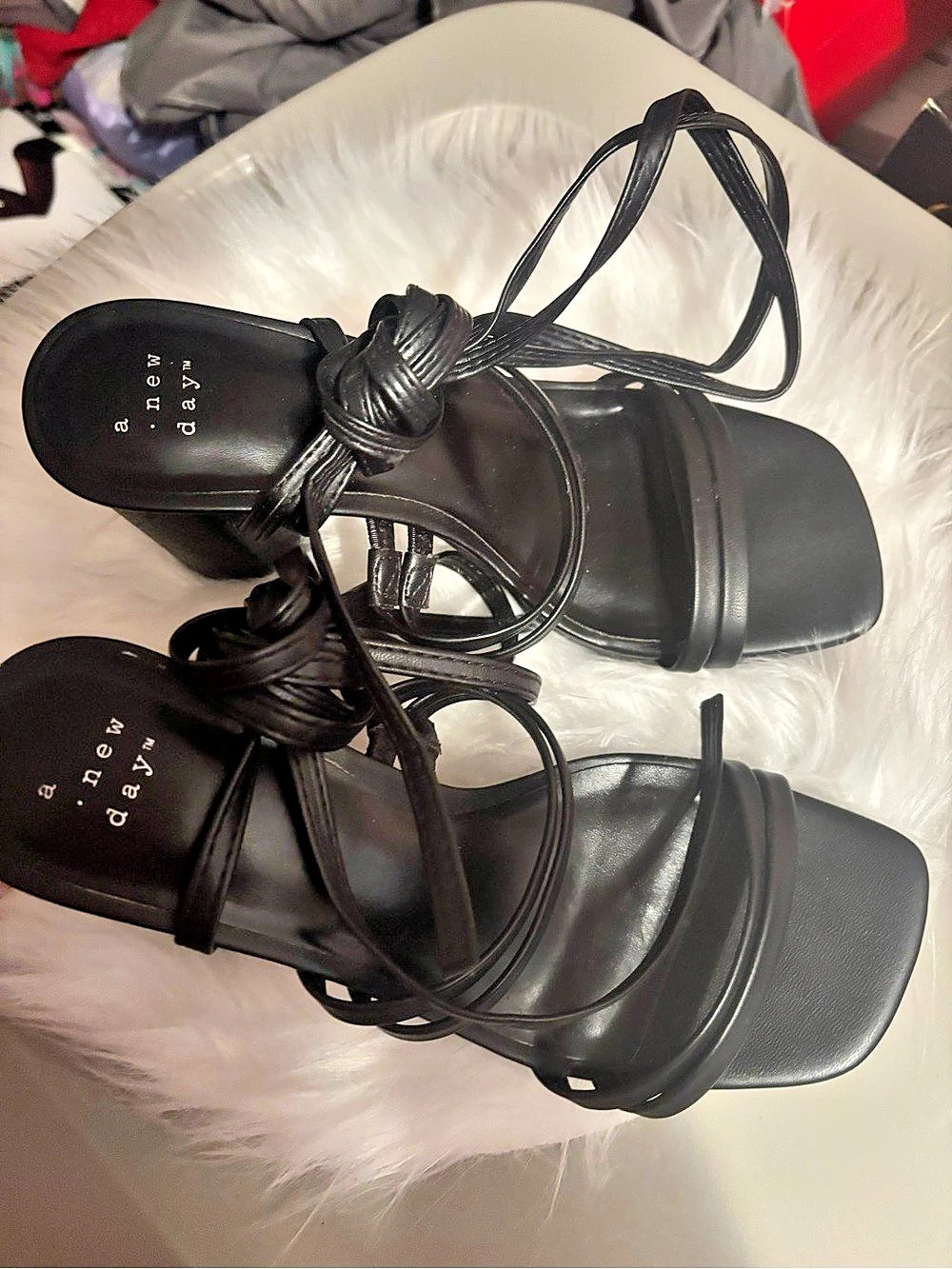 Black Strappy Block Heel Sandals US 6